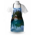 thumbnail image 3 of Nature Apron Canadian Emerald Lake Scenery with a Wooden Cottage House Country View, Unisex Kitchen Bib Apron with Adjustable Neck for Cooking Baking Gardening, Petrol Blue Olive Green, by Ambesonne, 3 of 3