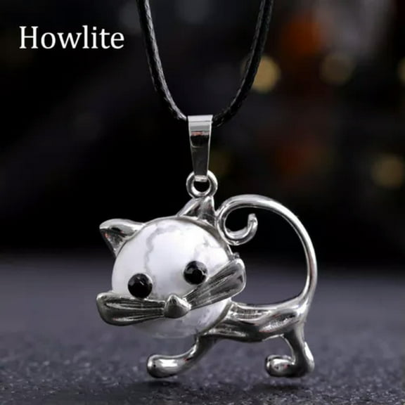 1pc Mini Cat Bowknot Crystal Pendant Chakra Quartz Gemstone Reiki Healing Gift