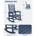 thumbnail image 3 of Outdoor HDPE Rocking Chair with Wood Texture, Weather Resistant Porch Rocker with 380 LBS Support for Patio, Backyard, Balcony and Garden, 3 of 8