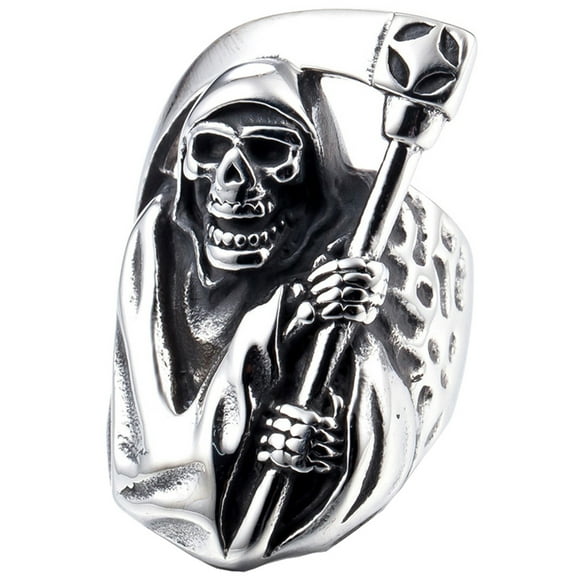 ZMY Home Skull Rings Stainless Steel Jewelry Chunky Death Grim Reaper Rings (10)