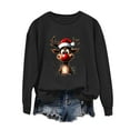 thumbnail image 2 of GUZOM Womens Oversized Christmas Reindeer Graphic Sweatshirt - Crew Neck Long Sleeves, Black,Size L, 2 of 4