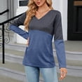thumbnail image 5 of Edvintorg Patchwork Blouse Women Long Sleeve Fall 2025 Women's V Neck Sexy Casual Loose Fit Basic Blouse Tops Tunic Blouse, 5 of 6