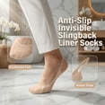 thumbnail image 6 of Women 2 Pairs Sling Liner Socks Low Cut No Show Half Socks Slingback Invisible Non Slip Heel Liner Toe Topper Sock for Heels Flats Pumps Shoes Comfortable Breathable Footwear, Beige, 6 of 9