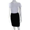 Escada Womens Velour Zipper Back Front Pleated Pencil Skirt Black Size 38