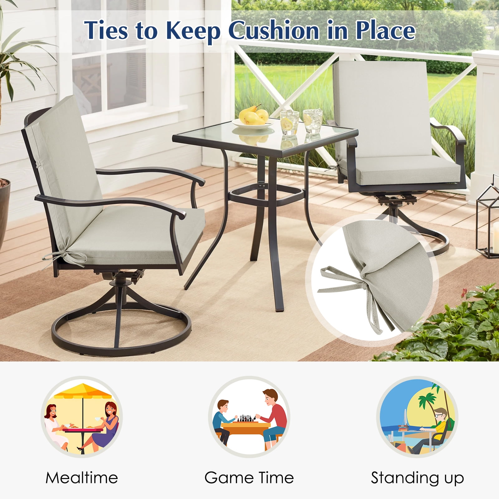 Outdoor Chair Cushions, Thick Patio Seat Cushions Outdoor Chair Pads, 42"L x 18"W Rectangle Waterproof Outdoor Chair Cushion Garden Sofa Couch Chair Pads, Premium Comfortable, Gray