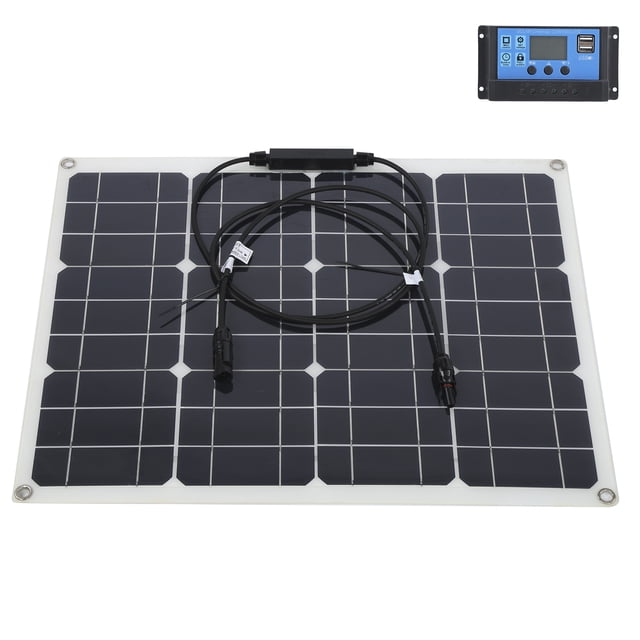 Peahefy 40W Solar Panel 10/20/30A Dual USB LCD 12V/24V PWM Solar Charge Controller