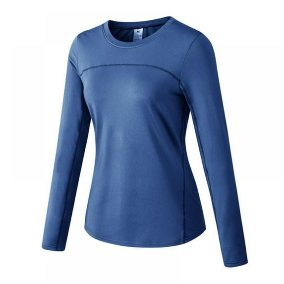 UP TO 15% OFF! Women's Quick-Dry Fit Athletic Compression Long Sleeve T Shirt, Long Sleeve Moisture Wicking Athletic Shirts (Blue, S)