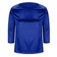 thumbnail image 5 of Women's Silk Satin Blouse Dressy Casual Crewneck 3/4 Length Sleeve Womens Tops Business Work Shirts Blue L, 5 of 6