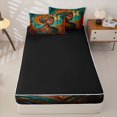 thumbnail image 4 of Castle Fairy Tribal African Woman Zipper Twin Comforter Sets with Fitted Sheet and 2 Pillowcases,Vintage Tribal Symbol Zipper Bedding Set,Orange Teal Gold,Grey Reversible,4-Piece, 4 of 6
