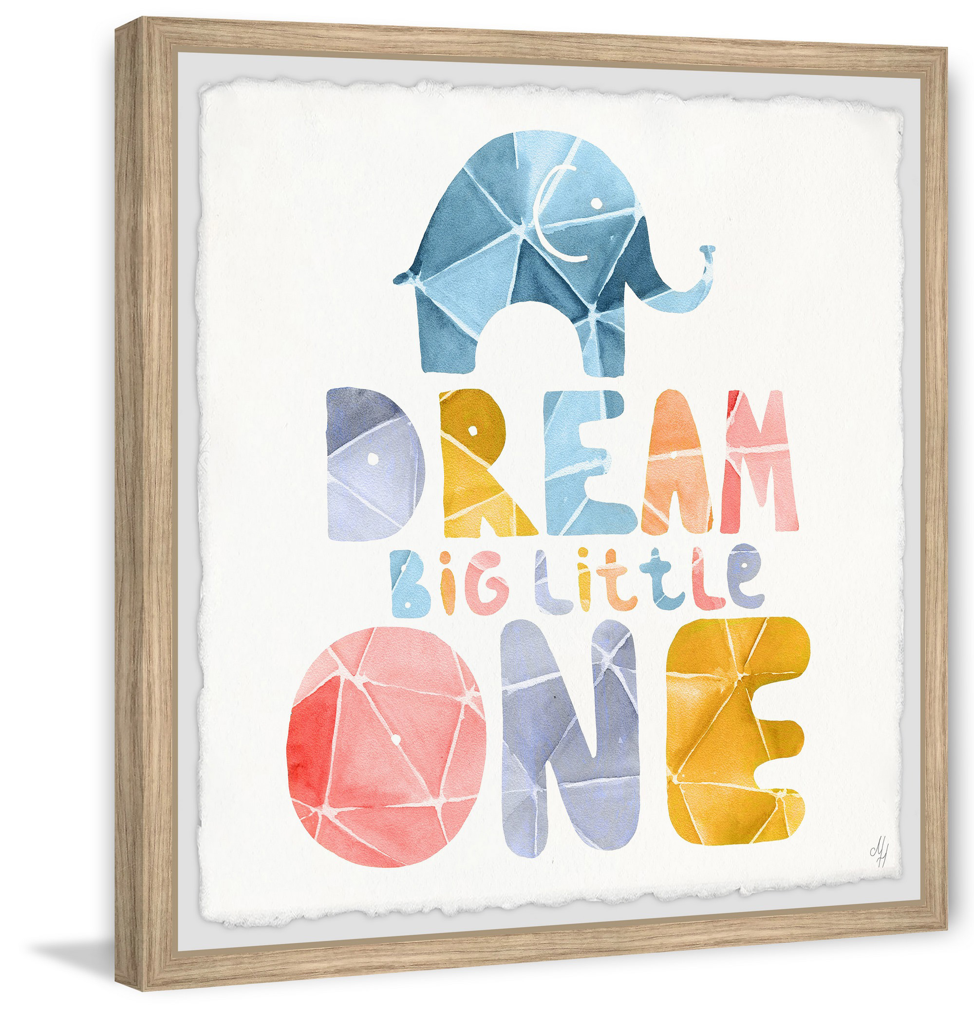 Marmont Hill Paper fold Dream Big Little One Framed Wall Art, 12.00" x 1.50"