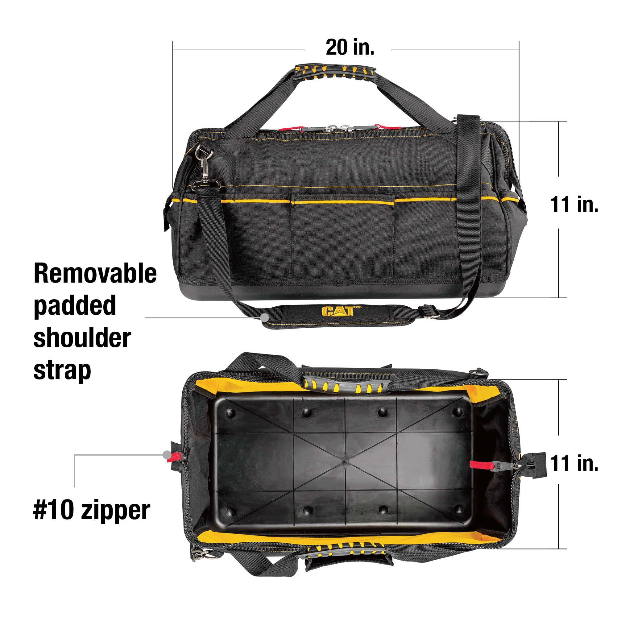 Cat 240173 Cat 240173 20 in. Tech Widemouth Tool Bag 12 Pocket Heavy Duty 1200D Polyester