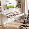 thumbnail image 4 of Costway Computer Desk with Power Outlets, Compact Office Desk with Removable Monitor Shelf White, 4 of 10