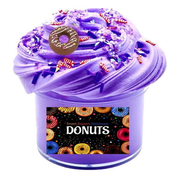 BESTSKY 2026 New Pink Donut Scented Fluffy Slime with Colorful Sprinkles,Perfect for Kids and Stress Relief,Non-Toxic,8Oz