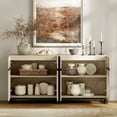 thumbnail image 3 of WAMPAT Modern Wood Credenza, 2 in 1 Sideboard Buffet, 63" Kitchen Storage Cabinet, Adjustable Shelf, Doors, Coffee Bar Accent Cabinet for Dining Room, Living Room, Light Oak, 3 of 6