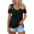 thumbnail image 5 of cfhntfmh Off the Shoulder Tops for Women Summer Short Sleeve Shirt Scoop Neck Tee Casual Loose Tunic Top for Leggings, 5 of 7