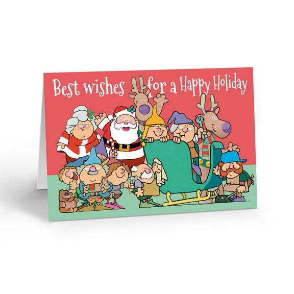 Stonehouse Collection Boxed Christmas Card Set, Santa's Team – Santa, Mrs. Claus