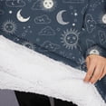 thumbnail image 3 of Oversized Wearable Blanket Hoodie,Dark Blue Sun Moon Cloud Pattern Sherpa Blanket Hoodie with Super Pockets,Super Warm Fuzzy Pullover for Women & Men, 3 of 6