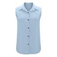 thumbnail image 4 of Hvyesh Women's Sleeveless Tops Dressy Casual Button Down Shirt Linen Tank Tops Loose Fit Blouse Work Office Outfits, 4 of 7