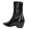 thumbnail image 4 of FSJ Women Pointed Toe Wedge Ankle Boots Sleek Leather Mid Heel Side Zipper Minimalist Booties Comfort Shoes Size 8.5 Black, 4 of 4