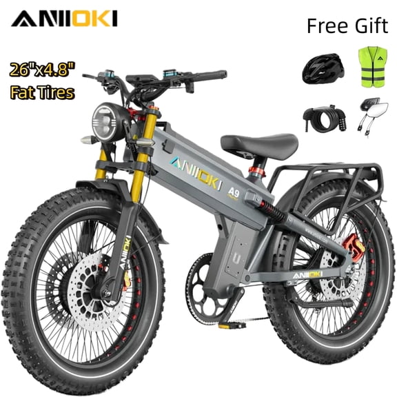 60V 70Ah ANIIOKI A9 ProMax Electric Off-Road Bike for Adults,Dual 2200W Motors,5600W Peak,Hydraulic Disc Brakes,245 Miles Range E-Bicycles