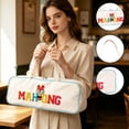 thumbnail image 7 of Storage Handbag,Canvas Embroidered Mahjong Tile Carrying Case with Comfort Reinforced Handles,Multi Functional Zipper Game Tile Storage Pouch for Travel Party Mahjong Enthusiast(Beige), 7 of 7