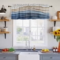 thumbnail image 4 of Blue Beige Valances for Windows, Coastal Wave Modern Abstract Art Light Filtering Kitchen Curtains, Rod Pocket Window Valance Curtains for Living Room Bedroom, 60" W x 18" L, 2 Panels, 4 of 9