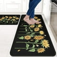 thumbnail image 2 of Sunflower Black Kitchen Mat Set - Spring Summer Non-Slip Absorbent Sink Mat, Waterproof Runner Rug for Laundry Room, Set of 2 (17x30+17x48), Perfect for Brightening Up Your Kitchen, 2 of 6