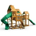 Gorilla Playsets Treasure Trove I Wooden Swing Set with 2 Slides, Rock
