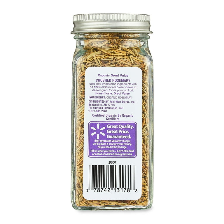 Great Value Organic Crushed Rosemary 1 oz Herbs Aromatic Flavor