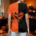 thumbnail image 4 of Women's Halloween Shirt Short Sleeve Graphic Tee, Soft Halloween T-Shirt Ghost Pumpkin Top for Fall Casual and Trick-Or-Treat 01-Earthy Yellow L, 4 of 5