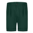 thumbnail image 4 of hlysgo Men's Relaxed Straight Pleated shorts Business Work Golf Dress Shorts Casual Summer Stretch Flat Front Shorts with Pockets Green,S, 4 of 6