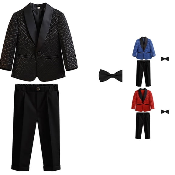 Toddler Boys Clothes Sets Toddler Boys Business Suits Coat 3 Piece Outfit Tuxedo Set for Kids formal Suit for Toddler Boys with Pants Bowtie Set Slim Clothing Set Size 2-3T ,Black