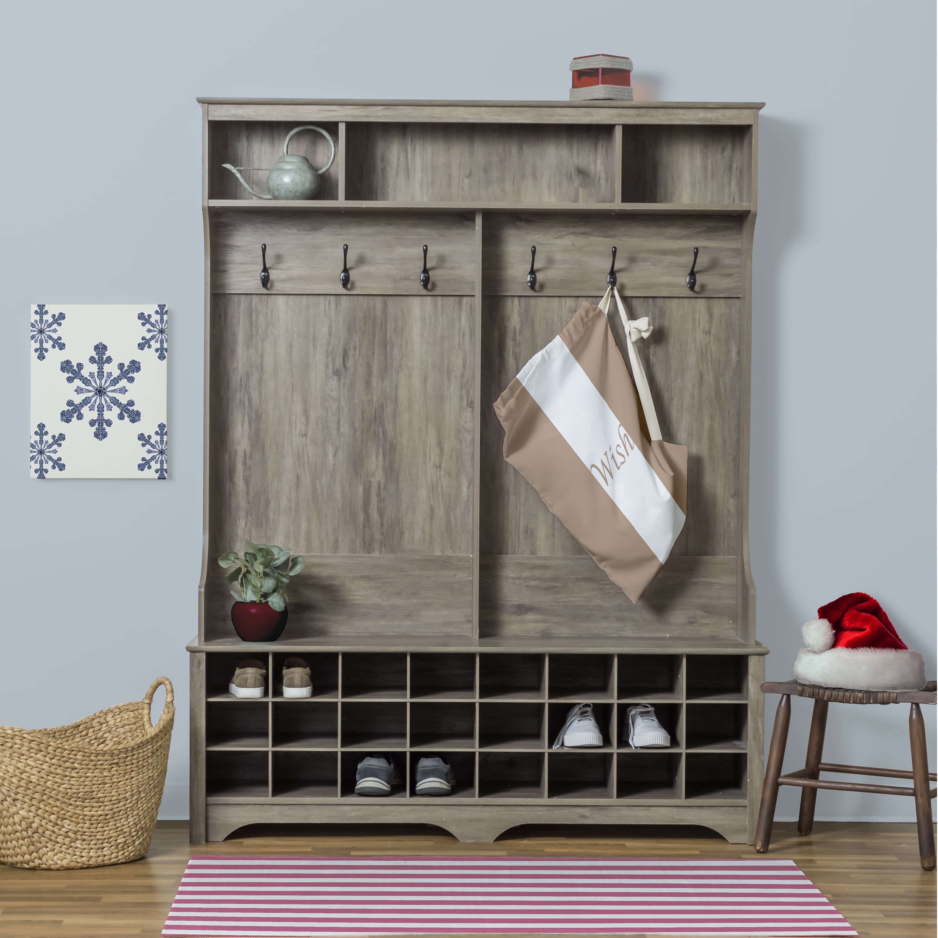 Simply Daisy Wish on a Stripe 28 x 36 inch Taupe Laundry Bag