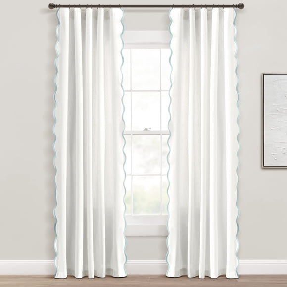 Paneles de cortina para ventana, decoración exuberante, estilo costero y elegante, 132 x 213 cm, color azul