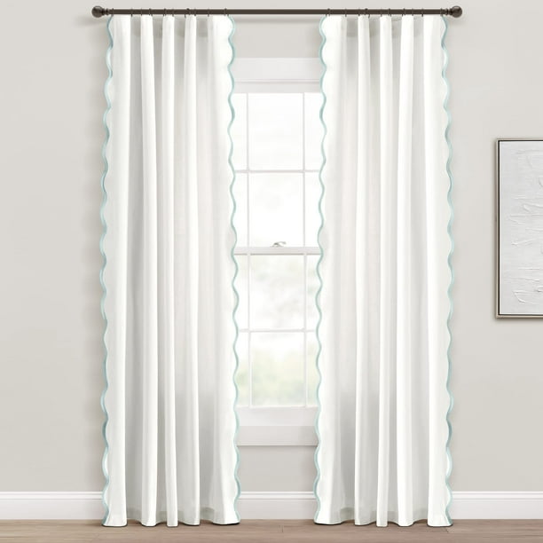 Paneles de cortina para ventana, decoración exuberante, estilo costero y elegante, 132 x 213 cm, color azul