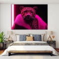thumbnail image 4 of Mudket Framed Pink Neon Leopard Canvas Wall Art, Pink Leopard Print Wall Decor, Modern Animal Wall Art Ready to Hang for Bedroom - 12"L x 8"W, 4 of 10