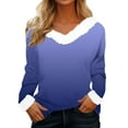 thumbnail image 1 of T-Shirt à Manches Longues pour Femmes en Liquidation T-Shirt en Polyester pour Femmes T-Shirt de Noël en Peluche Col en Peluche Poignets en Peluche Dégradé T-Shirt à Manches Longues, 1 of 4