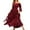 Red, variant on Fashion Women's Spring/Summer Solid Court Long Sleeve Round-Neck Dress XL