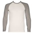 thumbnail image 1 of SLM Men's Long Sleeve Cotton Baseball Raglan Tee Shirt Jersey -White/Gray-2XL, 1 of 4