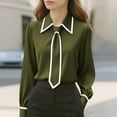 thumbnail image 2 of Eres Más Que una Camisa de Puntuación de Prueba Casual de Manga Larga Cuello Redondo Blusa de Poliéster Bufanda Camisa Top Mujer Sudadera de Moda, 2 of 6