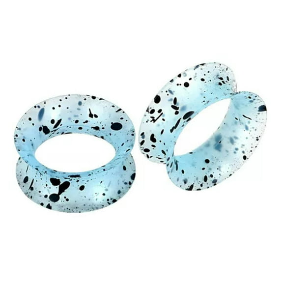 EOEMY 1 Pcs Silicone Flexible Ear Gauges Plugs Expander Double Flared Flesh Tunnels /-Light Blue-16mm