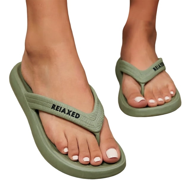 Women's Lightweight Flip Flops Open Toe Non Slip Shower Sandals Soft Soles Quick Drying Slides for Pool Beach Green Size 7