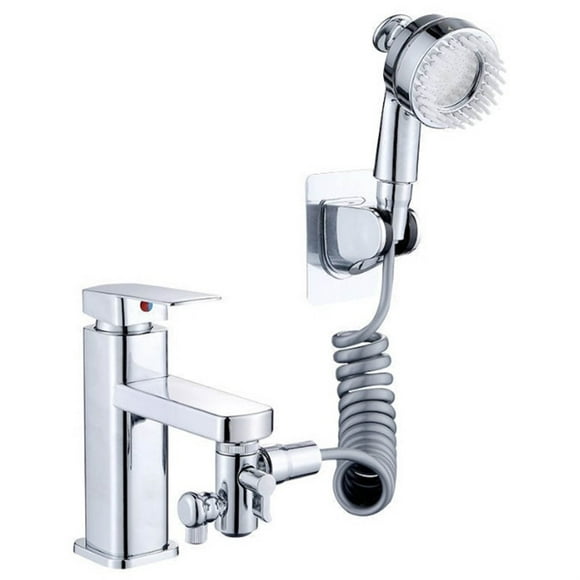 Shower Head Sink- Sink Hose Sprayer Attachment for Faucet-Bathroom-Utility-Bathtub-Shower Head Attachable Nozzle, Swivel Aerator Extra Long Retractable Hose, No Drilling Support