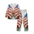 thumbnail image 1 of Balery Patriotic Butterfly Floral Pijama para Hombre de Dos Piezas con Manga Larga, Conjunto de Dormir y Descanso Suave con Bolsillos-Large, 1 of 7