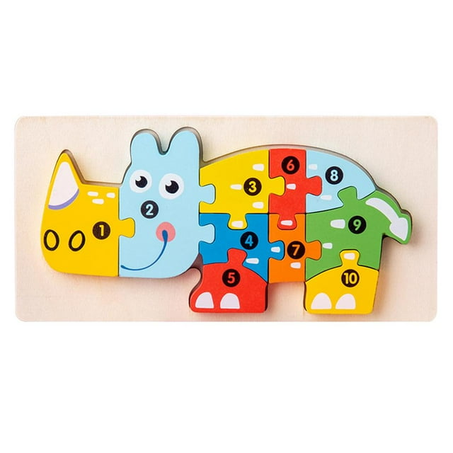 Wooden Early Learning 3D Puzzle Blocks Animal And Transportation Recognition Building Set For