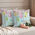 thumbnail image 2 of Happy Easter Outdoor Waterproof Pillow Covers, Spring Colorful Eggs Butterfly Teal Wood Grain Decorative Square Throw Pillowcase Sofa Cushion Sham for Patio/Couch/Chair, 18"x18" 2 Pack, 2 of 8