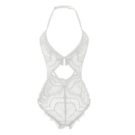 

Frehsky lingerie for women Women Lace Lingerie Sleepwear Romper Jumpsuit Sleepwear Lace Underwear White