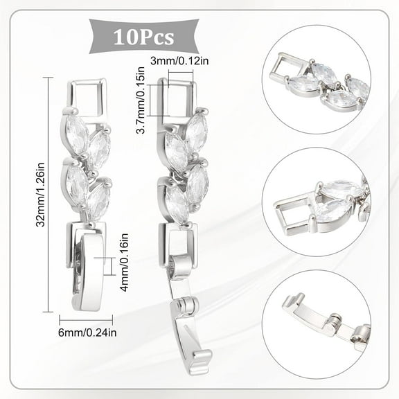 1box 1 box 10pcs Bracelet Extender Clasp Extension Clasps Necklace Bracelet Extenders Rhinestone Extender Clasps for Jewelry Making Women Adults Necklaces Bracelets Anklets Crafts Silver