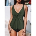 thumbnail image 4 of Firpearl Underwire Swim Top for Women Flared Tankini Swimsuit Push Up Supportive Bathing Suits Top Deep Army Green US14, 4 of 7