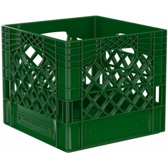 16QT Heavy Duty Square Milk Crate Versatile Storage Solution for Home Office or Garage Organization (Green)